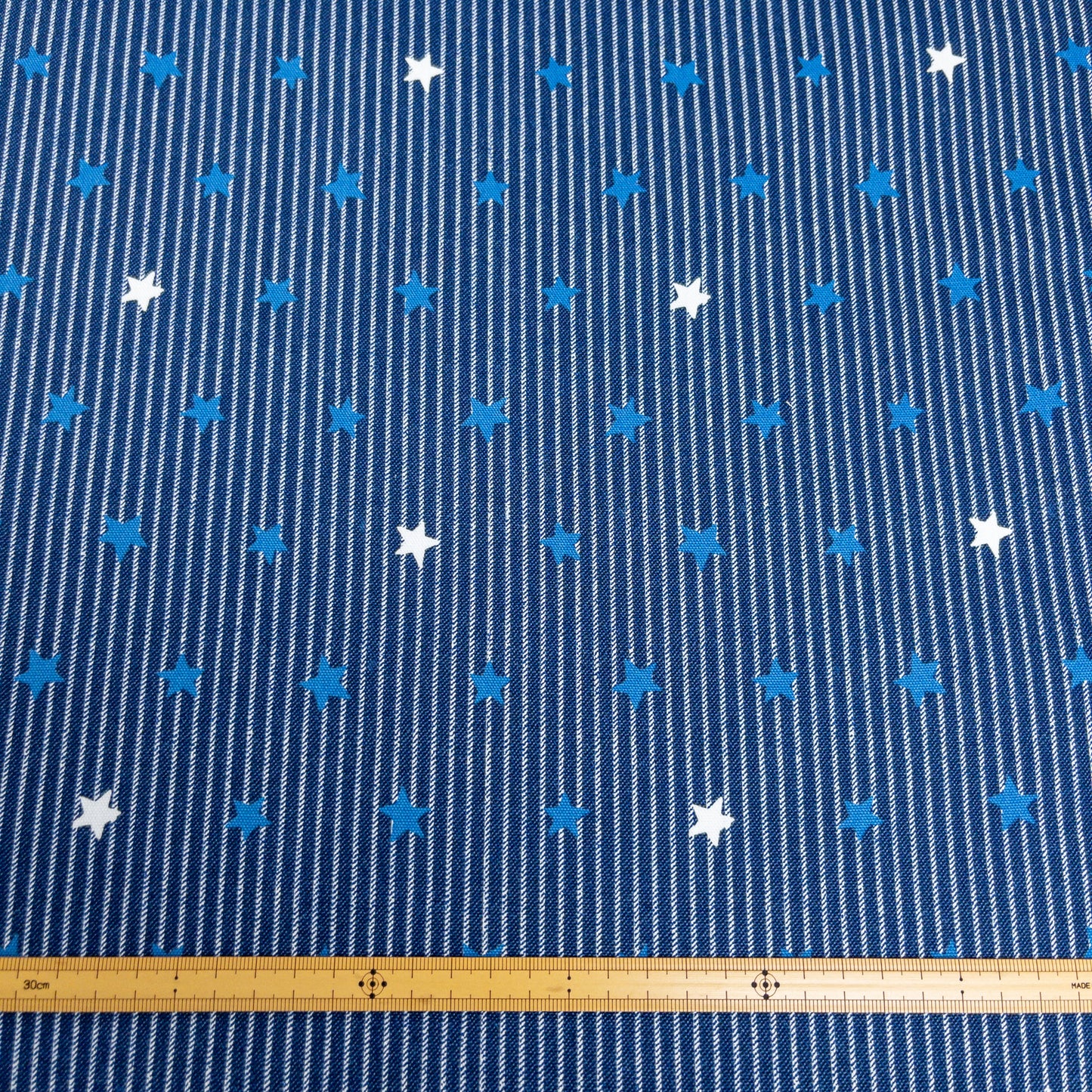 Japan | striped denim color stars 牛仔色間條小星星 | cotton printed oxford 純棉