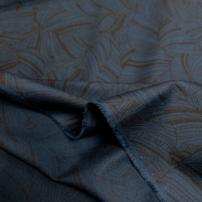 Japan | deep blue leaves 深藍植物暗花 | cotton printed broad 純棉