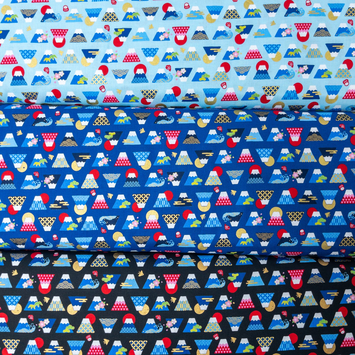 Japan | hot stamping fuji  燙金富士山圖案 | cotton printed sheeting