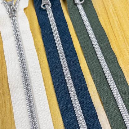 YKK Metallion Silver Coil Nylon close end zipper 20cm 4 colors YKK 銀色尼龍密尾拉鍊 20cm 4色