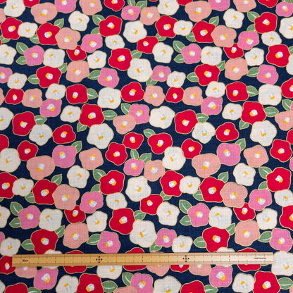 Japan | camellia 山茶花| cotton printed shantung 竹節棉