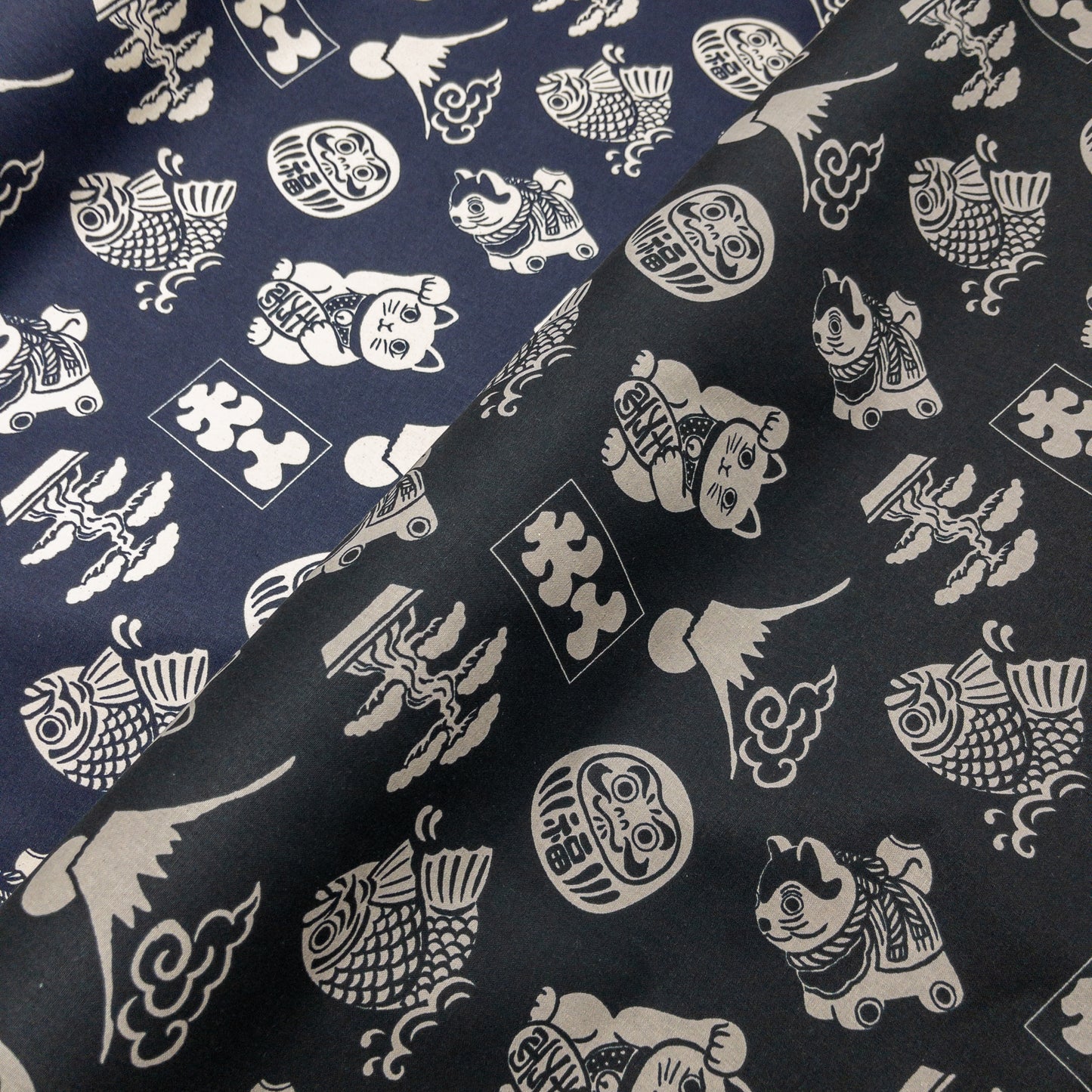 Japan | japanese pattern daruma 達摩富士山招財貓圖案 | cotton printed light weight canvas 純棉
