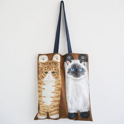 kokka home deco mini - 貓狗躺在地板上 | cotton printed sheeting 純棉