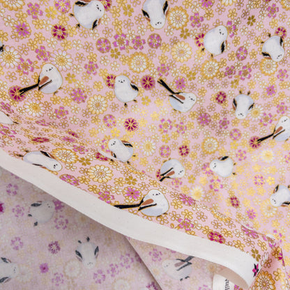 Quilt Gate | Foil-stamped long tailed tit 燙金雪之妖精 | cotton printed sheeting 純棉