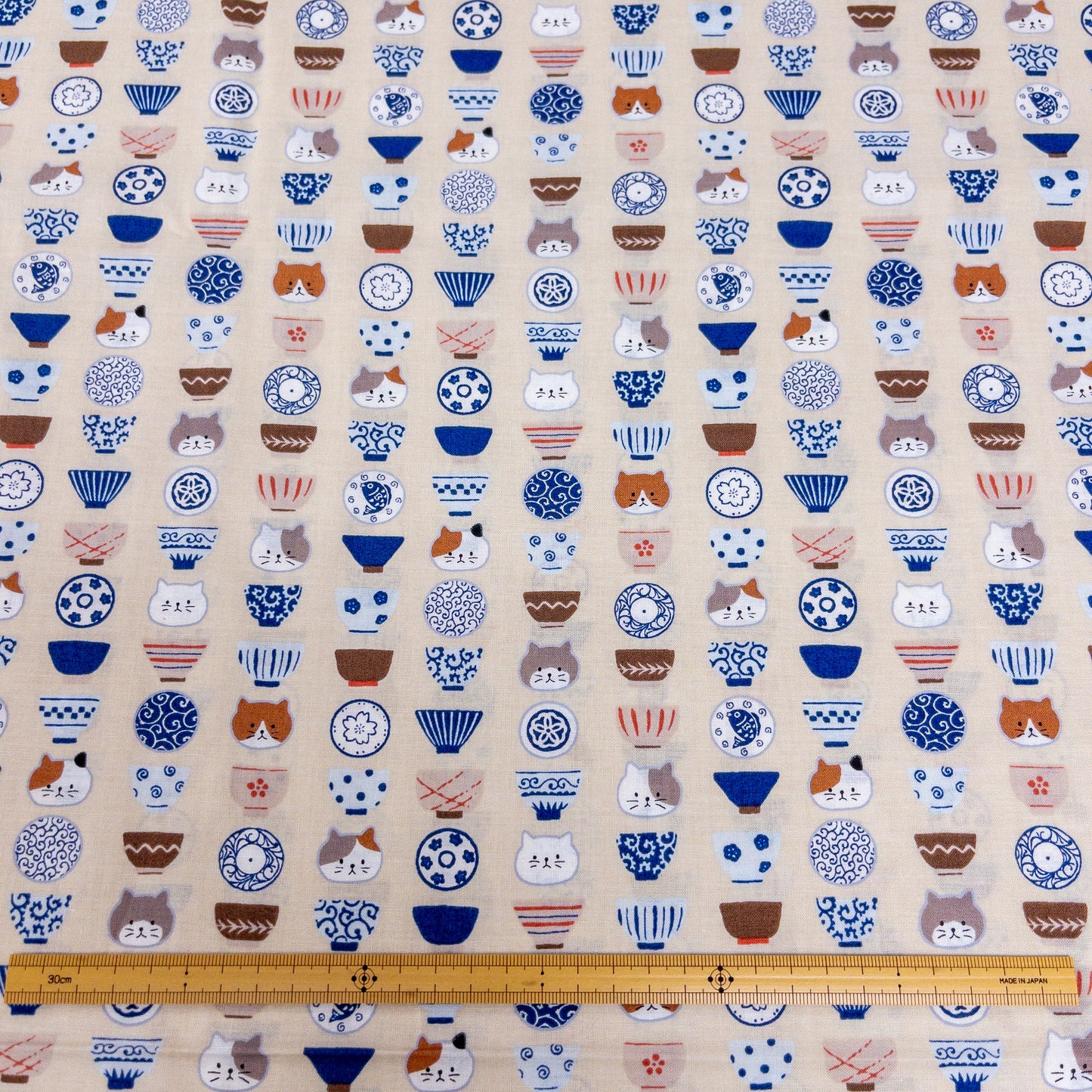 Japan | cat&cup 貓貓茶碗 | cotton printed sheeting 純棉