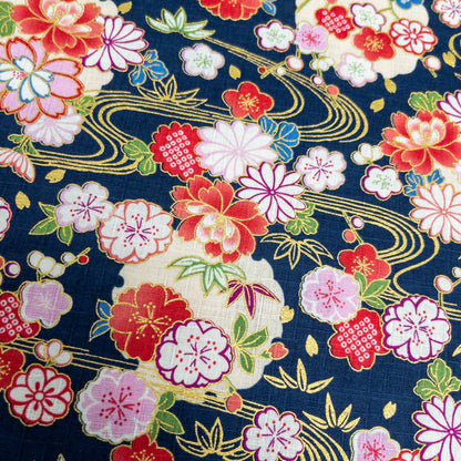 Japan | japanese hot stamping water pattern 燙金和風水紋花 | cotton printed poplin 竹節純棉