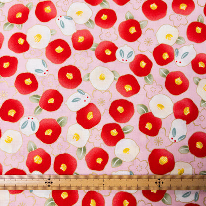 Quilt Gate | rabbit wagashi 白兔和菓子山茶花 | cotton printed sheeting 純棉