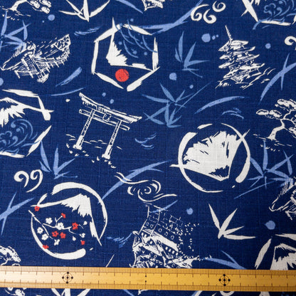 Japan | fuji san 水墨風富士山 | cotton printed dobby 竹節棉