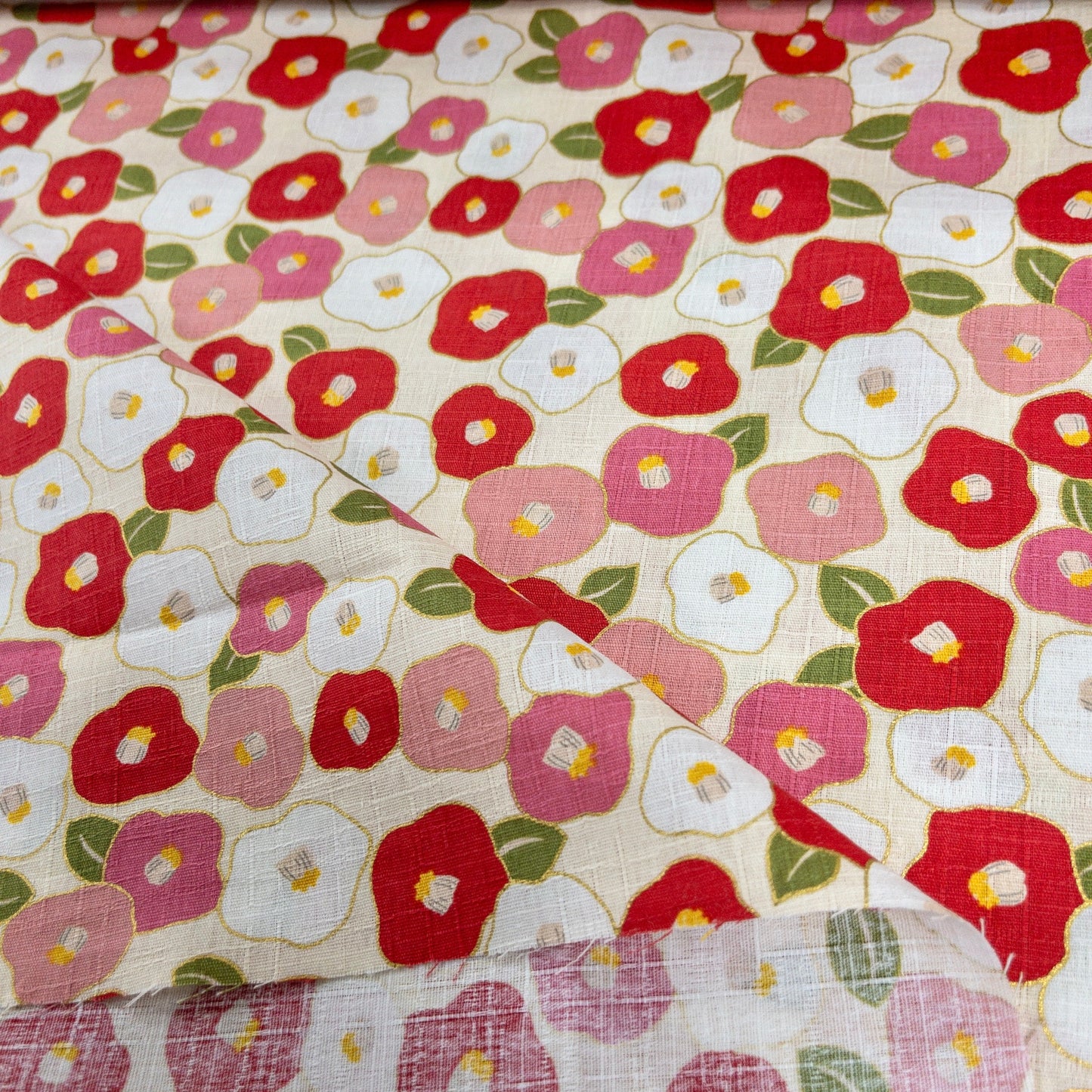 Japan | camellia 山茶花| cotton printed shantung 竹節棉