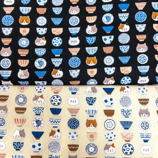 Japan | cat&cup 貓貓茶碗 | cotton printed sheeting 純棉
