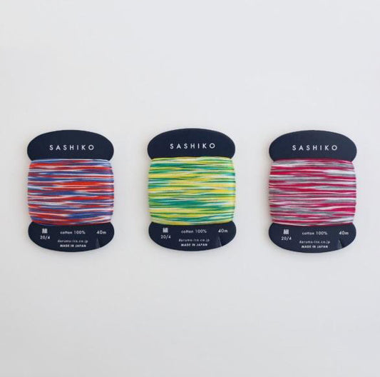 DARUMA | Sashiko embroidery cotton thread 20/4 triple color 刺子繡棉細線 三色漸變線  40m - 3 colors