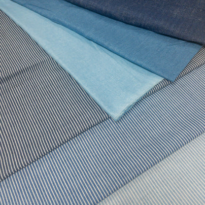 Japan | strips faux denim 仿牛仔間條 | cotton double gauze 二重紗