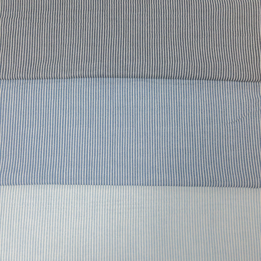 Japan | strips faux denim 仿牛仔間條 | cotton double gauze 二重紗