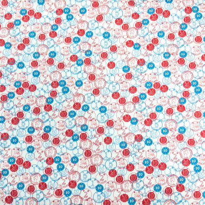 【K‧T FABRIC】紅白藍「硬幣」 red-white-blue ''coins'' cotton printed oxford 純棉