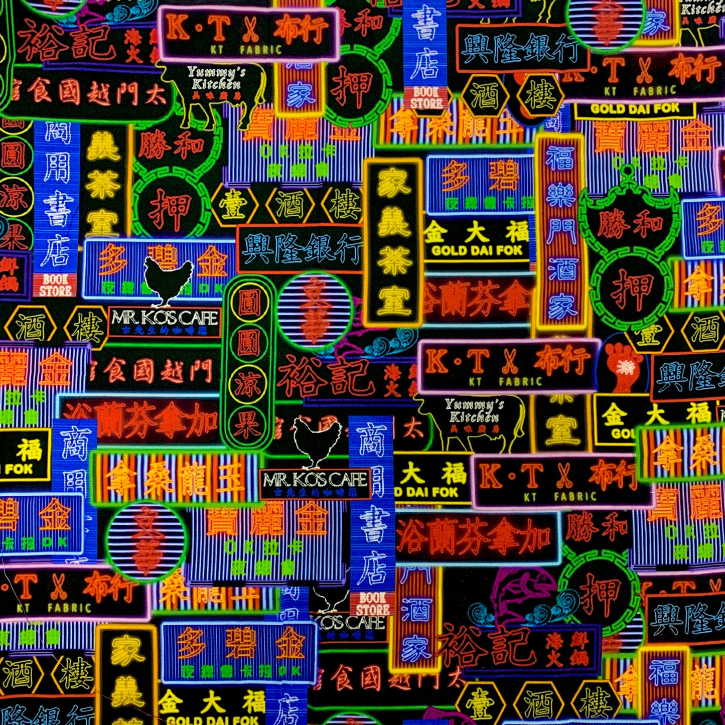 【K‧T FABRIC】霓虹燈neon signs cotton printed oxford 純棉