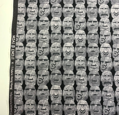 【K‧T FABRIC】摩艾石像 Moai emoji cotton printed oxford 純棉