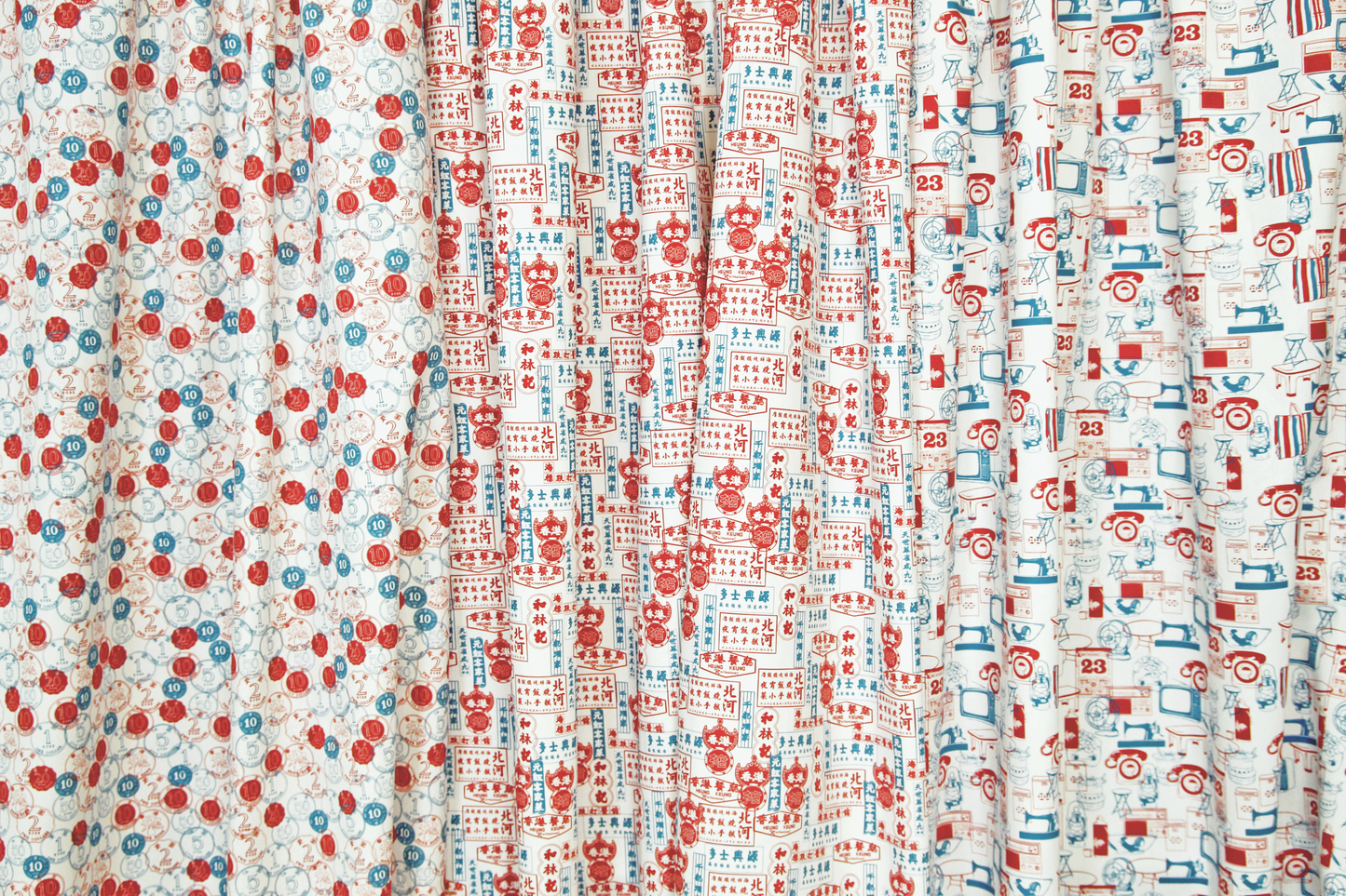 【K‧T FABRIC】紅白藍「招牌」 red-white-blue ''signboard'' cotton printed oxford 純棉