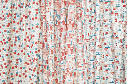 【K‧T FABRIC】紅白藍「招牌」 red-white-blue ''signboard'' cotton printed oxford 純棉