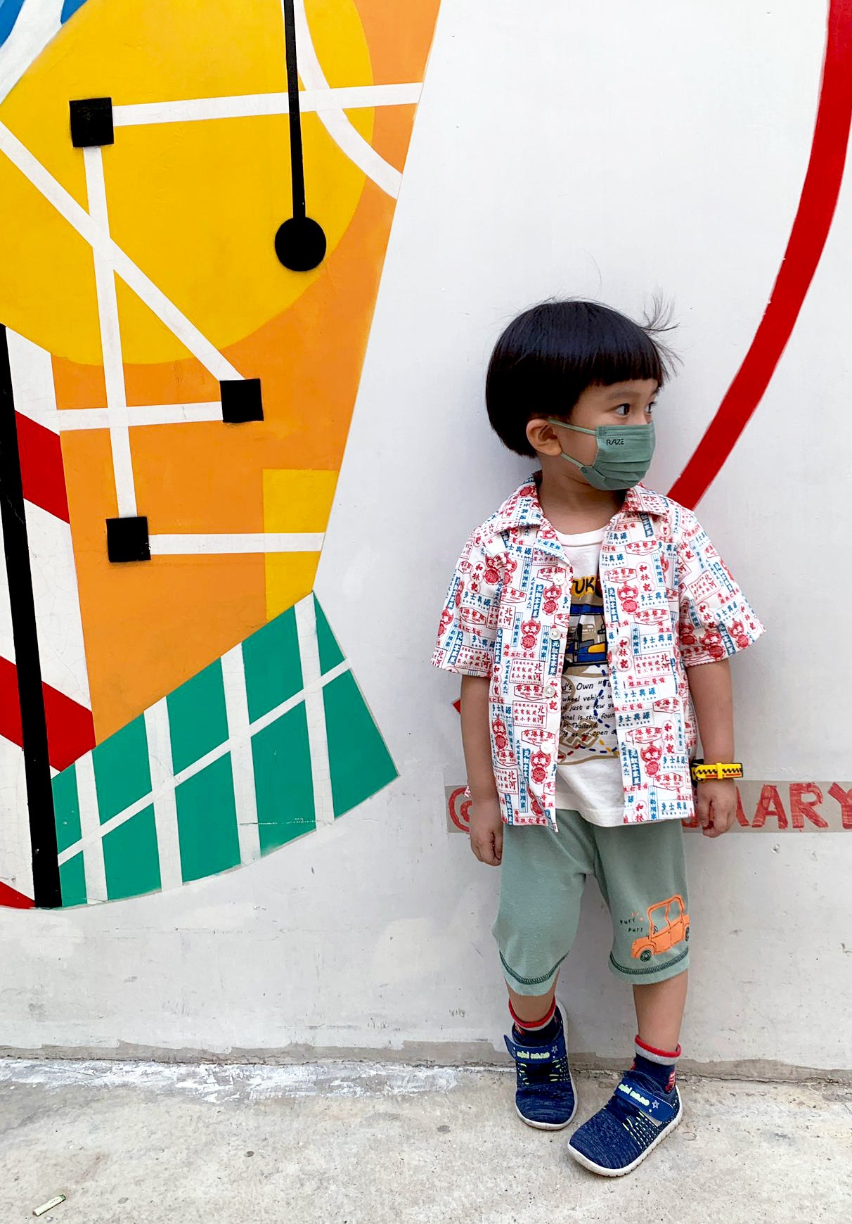 【K‧T FABRIC】紅白藍「招牌」 red-white-blue ''signboard'' cotton printed oxford 純棉