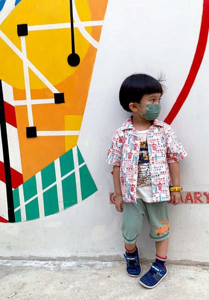 【K‧T FABRIC】紅白藍「招牌」 red-white-blue ''signboard'' cotton printed oxford 純棉