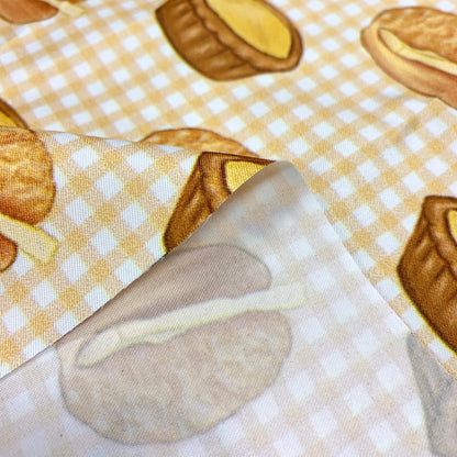 【K‧T FABRIC】蛋撻菠蘿油 egg tarts & pineapple bun waterproof fabric 防水布