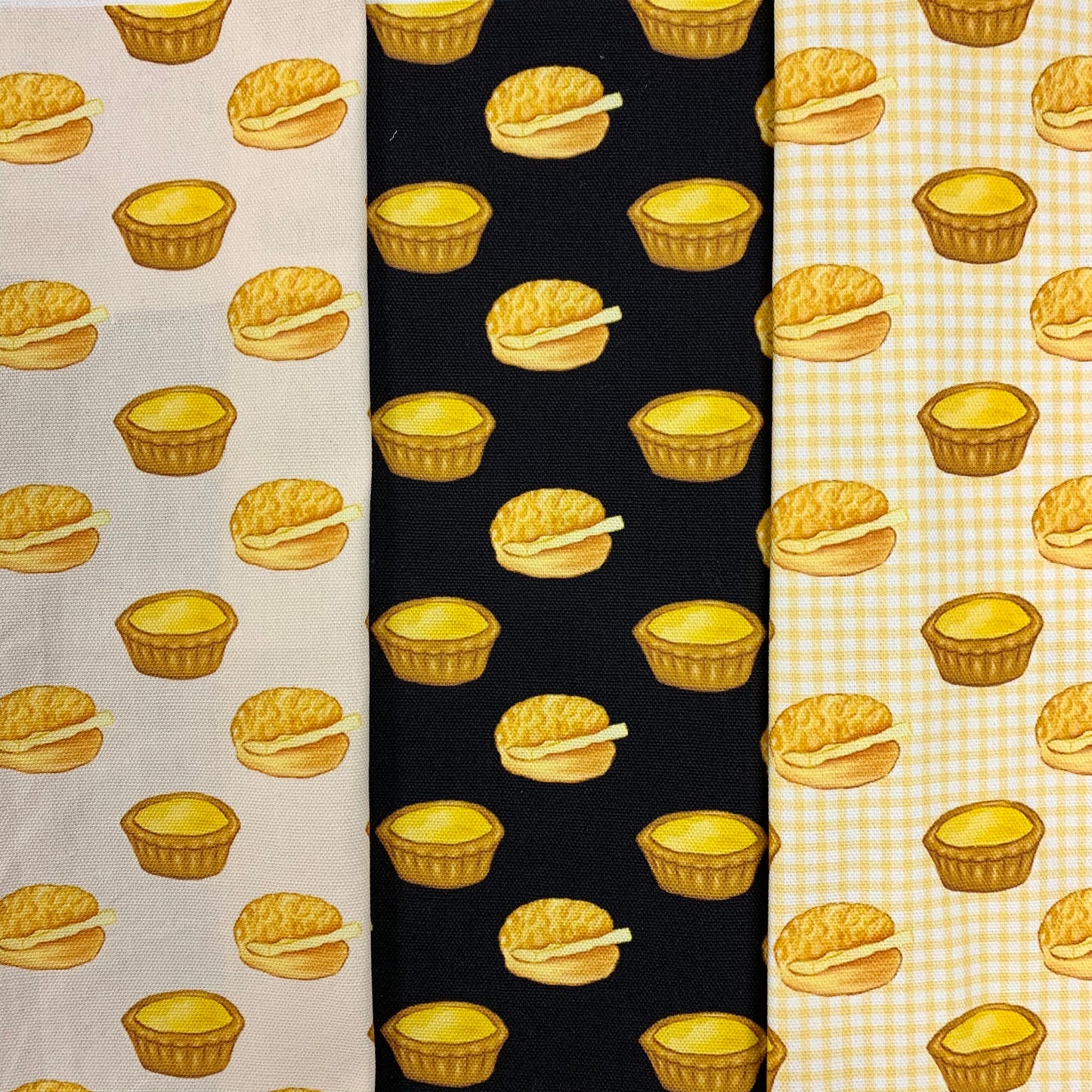 【K‧T FABRIC】蛋撻菠蘿油egg tart & pineapple bun cotton printed oxford 純棉