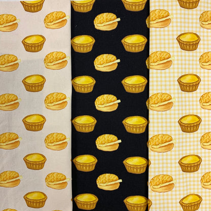 【K‧T FABRIC】蛋撻菠蘿油egg tart & pineapple bun cotton printed oxford 純棉