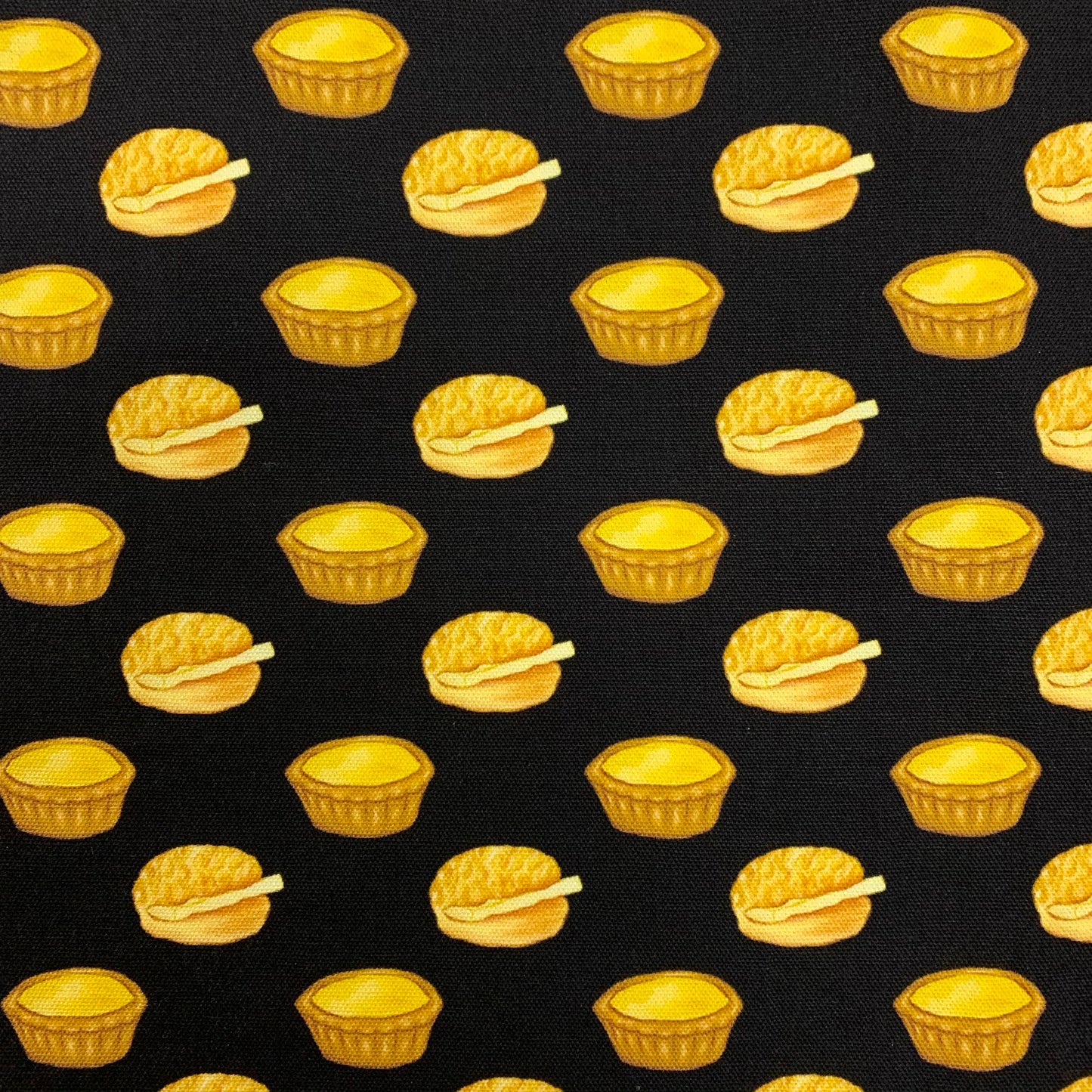 【K‧T FABRIC】蛋撻菠蘿油egg tart & pineapple bun cotton printed oxford 純棉