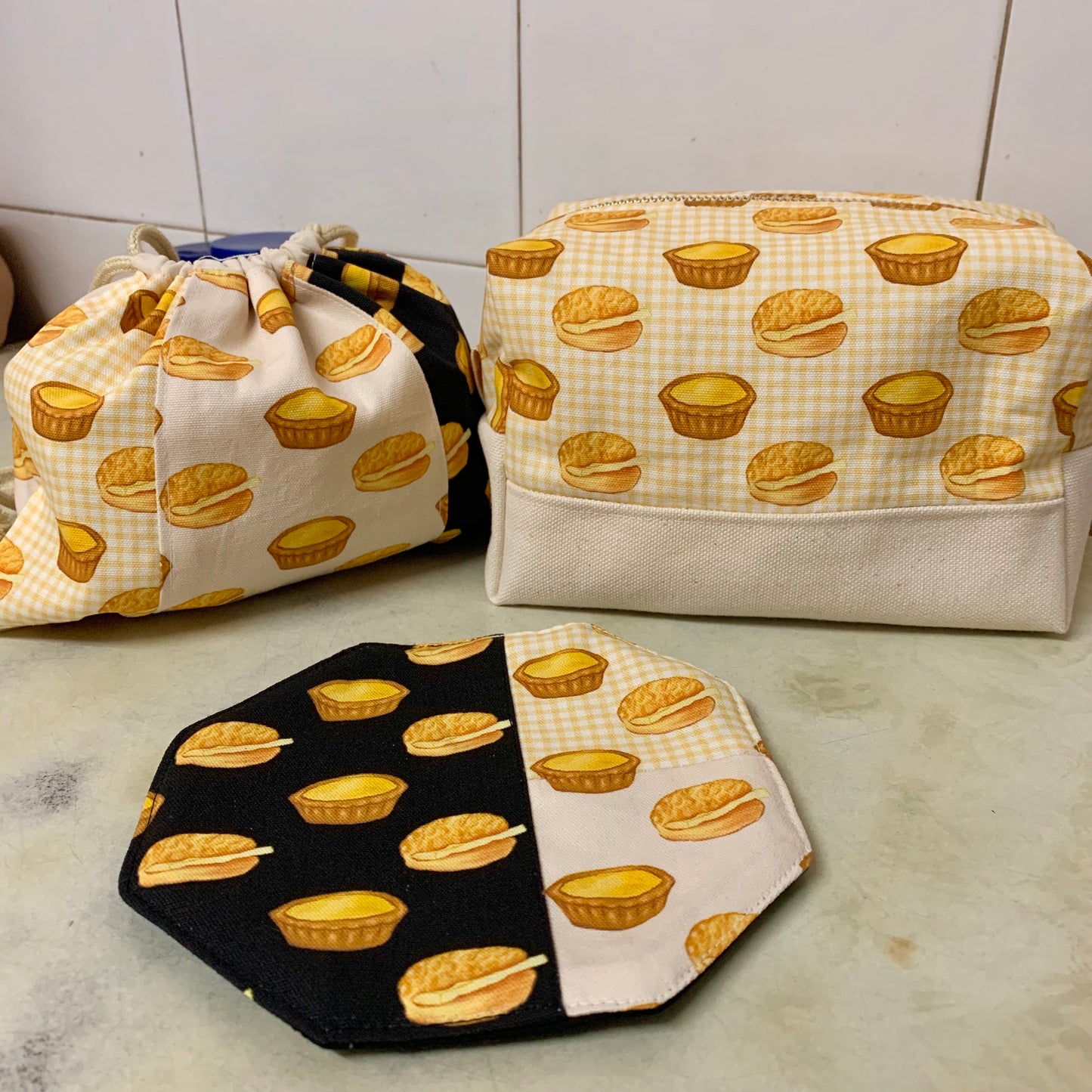 【K‧T FABRIC】蛋撻菠蘿油egg tart & pineapple bun cotton printed oxford 純棉