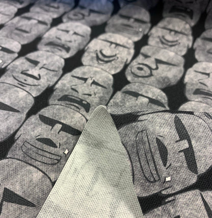 【K‧T FABRIC】摩艾石像 Moai emoji cotton printed oxford 純棉