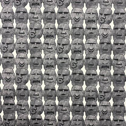 【K‧T FABRIC】摩艾石像 Moai emoji cotton printed oxford 純棉
