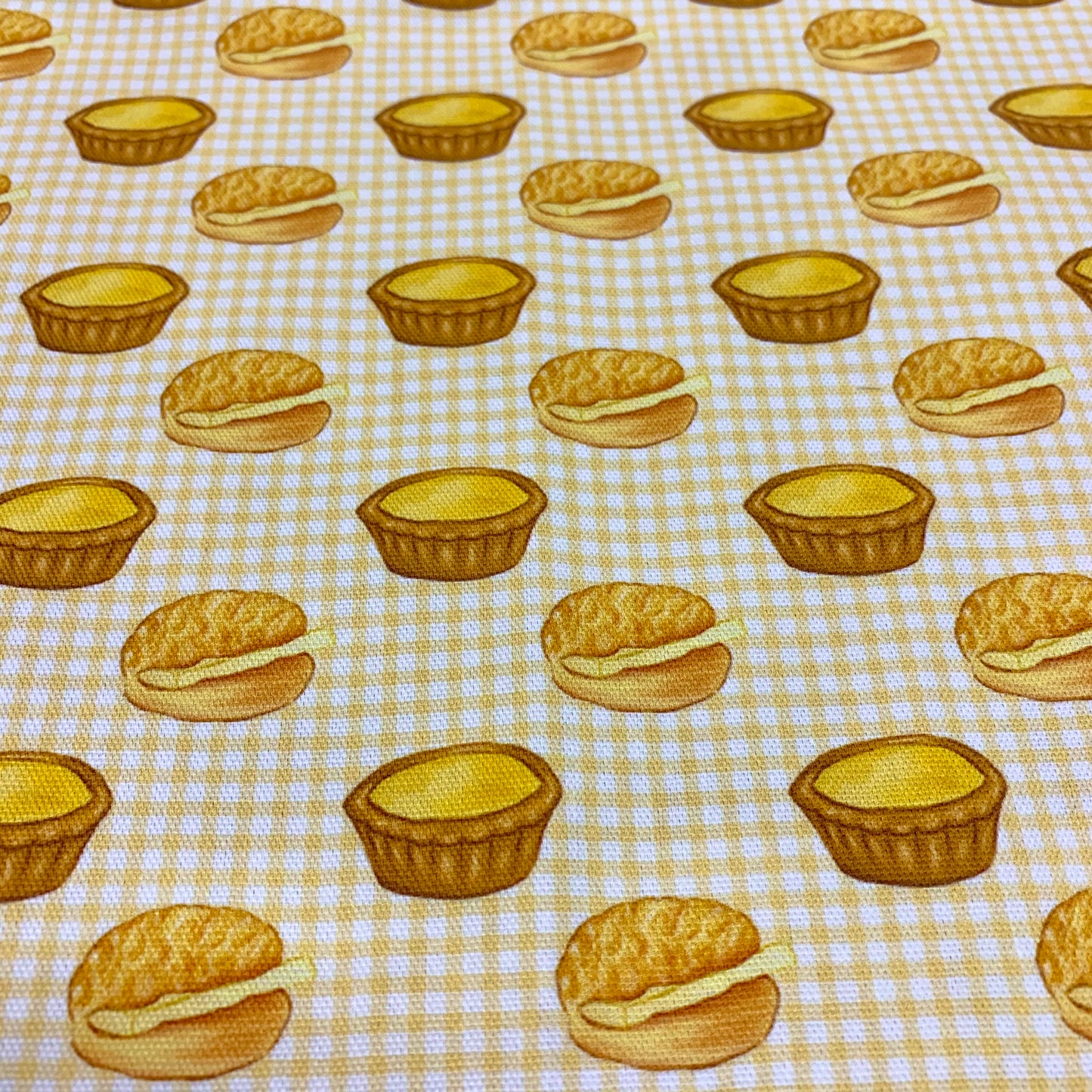 【K‧T FABRIC】蛋撻菠蘿油egg tart & pineapple bun cotton printed oxford 純棉