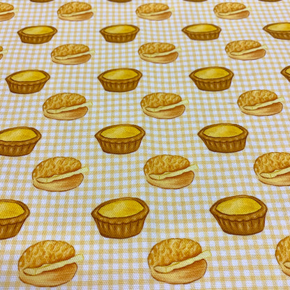 【K‧T FABRIC】蛋撻菠蘿油egg tart & pineapple bun cotton printed oxford 純棉