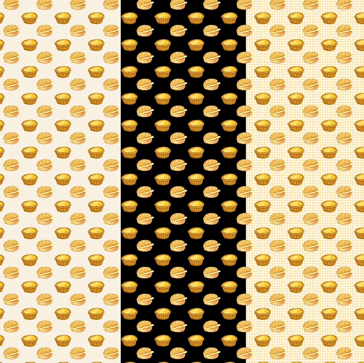 【K‧T FABRIC】蛋撻菠蘿油egg tart & pineapple bun cotton printed oxford 純棉