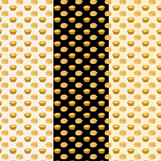 【K‧T FABRIC】蛋撻菠蘿油egg tart & pineapple bun cotton printed oxford 純棉