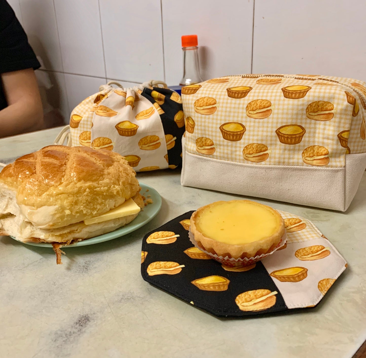 【K‧T FABRIC】蛋撻菠蘿油egg tart & pineapple bun cotton printed oxford 純棉