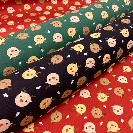 【K‧T FABRIC】聖誕毛線球小鹿Christmas deer cotton printed oxford 純棉