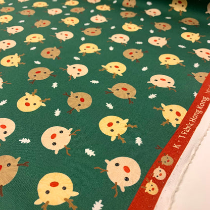 【K‧T FABRIC】聖誕毛線球小鹿Christmas deer cotton printed oxford 純棉
