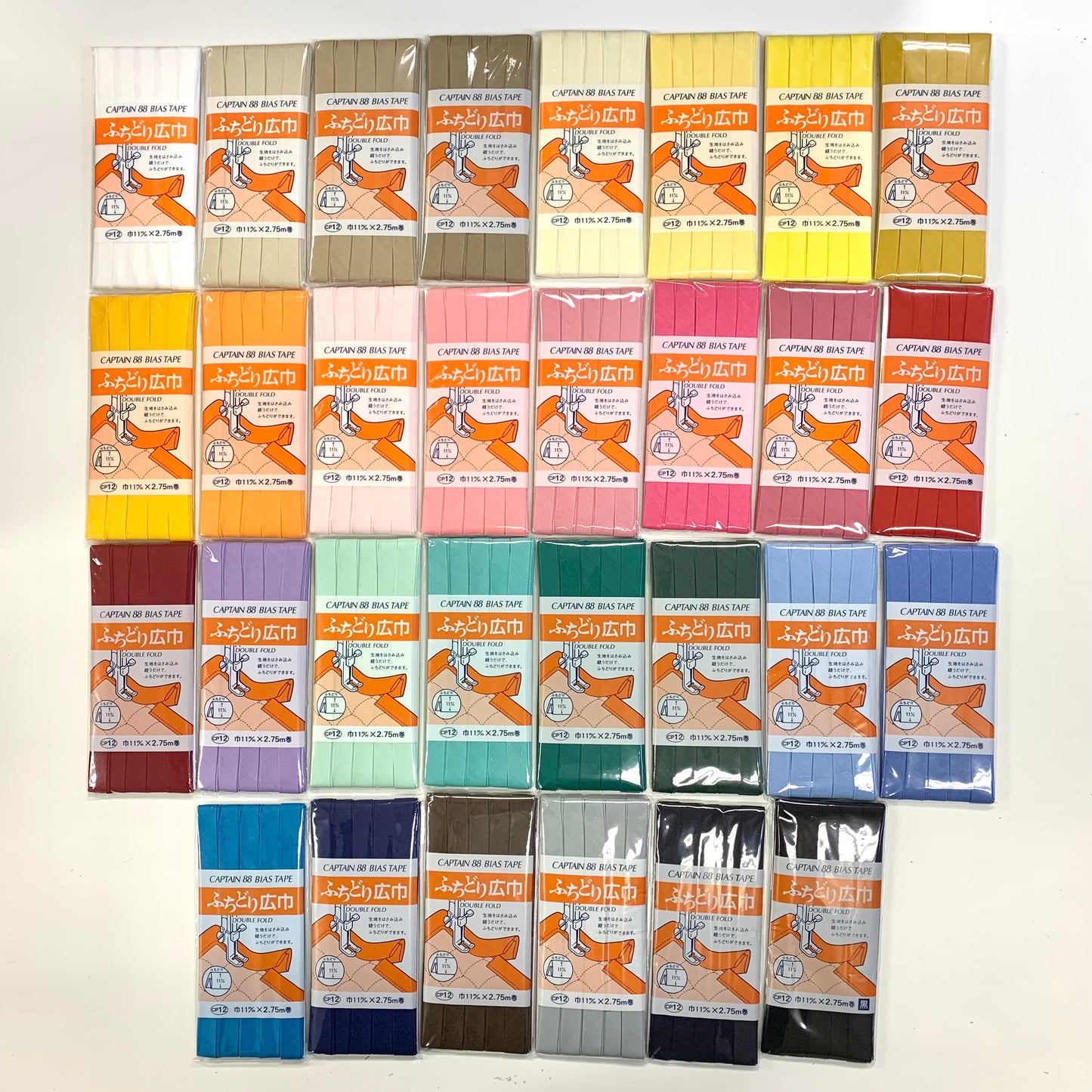 Japan │Captain 88 Bias Tape 滾邊包邊條 11mm x 2.75m (30色)