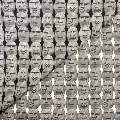 【K‧T FABRIC】摩艾石像 Moai emoji cotton printed oxford 純棉