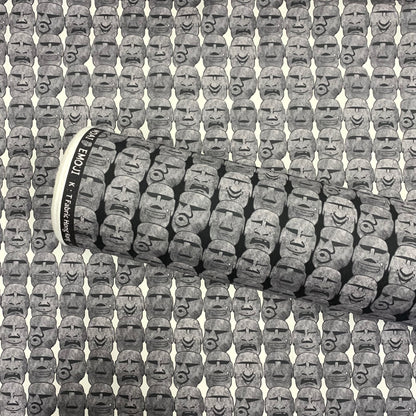 【K‧T FABRIC】摩艾石像 Moai emoji cotton printed oxford 純棉
