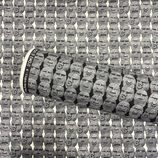 【K‧T FABRIC】摩艾石像 Moai emoji cotton printed oxford 純棉